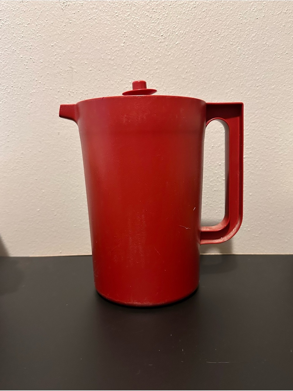 Tupperware Red Plastic Pitcher with Lid